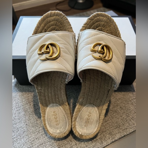 GUCCI GG MARMONT GREAT WHITE ESPADRILLE SANDAL WOMEN 37 (7 US) - Picture 4 of 14